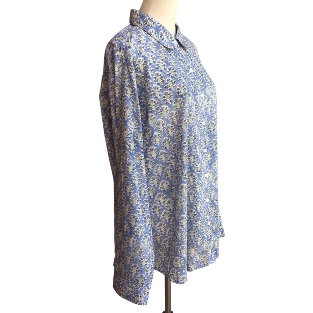 Madison Mathews Hand Printed and Woven Floral Cotton Button Up Long Sleeve NEW - Picture 5 of 10
